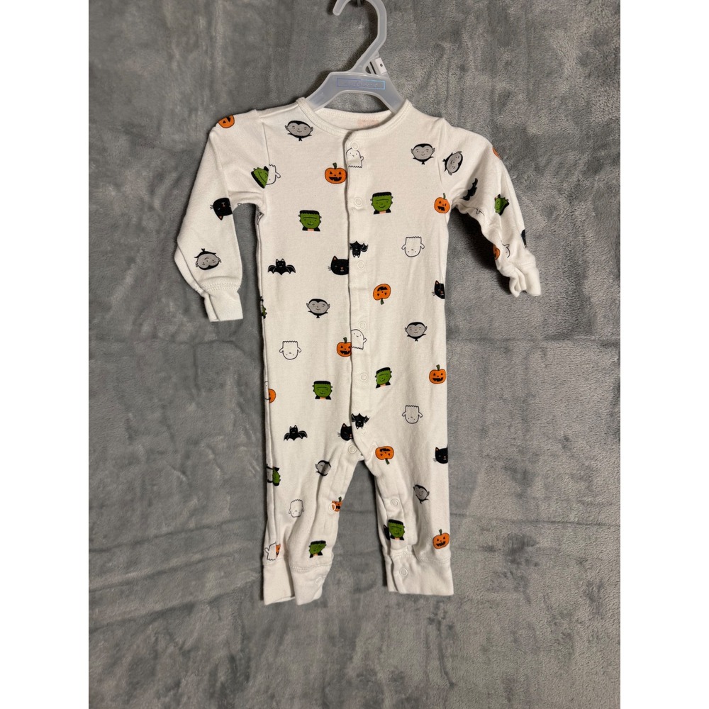 Carter's Halloween Pumpkin Ghost Vampire Snap Up Romper 9 Months White